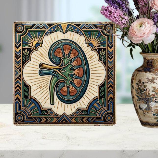 Art Deco Anatomical Kidney Nephrology Tile (Creator Uploaded)