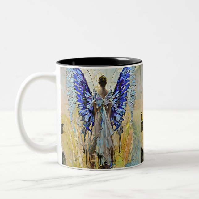 art deco angel Two-Tone coffee mug (Left)