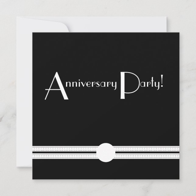 Art Deco Anniversary Black and White Retro Invitation (Front)