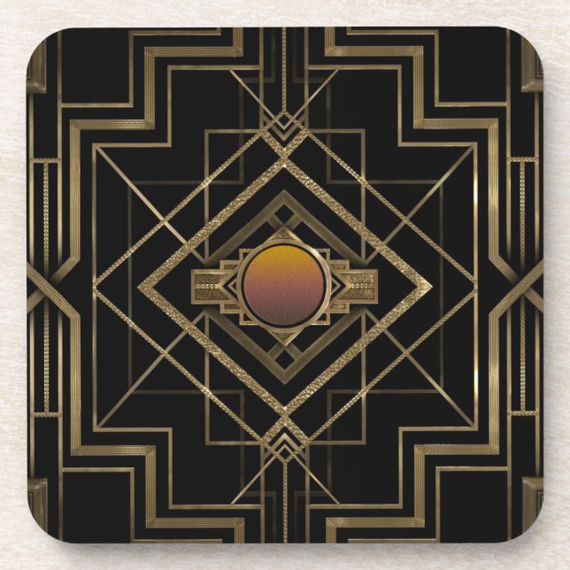 Art Deco Antique Gold Coaster (Front)
