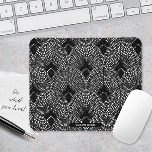 Art Deco Antracite Retro Peacock Pattern Mouse Pad