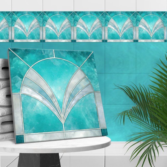 Art Deco Aquamarine & Pearl Tile (Creator Uploaded)