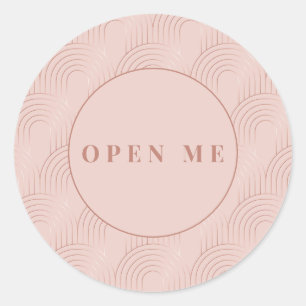 Art Deco Arches Elegant "Open Me" Classic Round Sticker