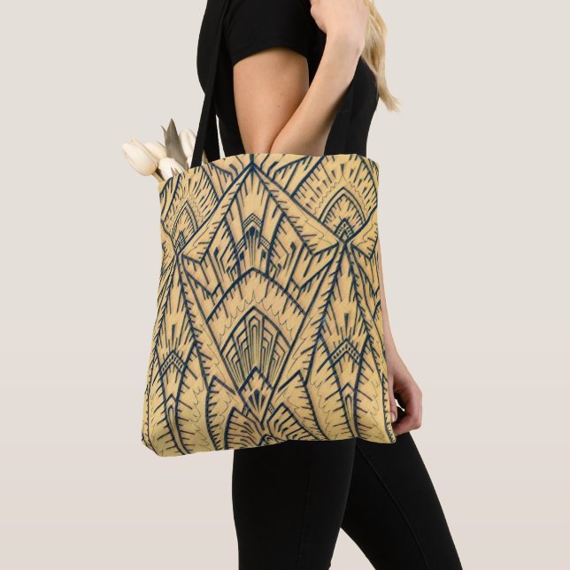 Art Deco Architectural Geometric Tote Bag (Close Up)