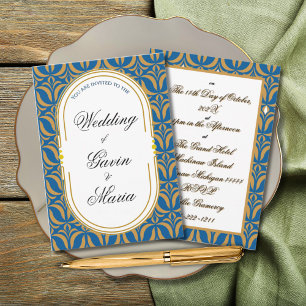 Art Deco Art Nouveau Floral Gold Tone Modern Invitation