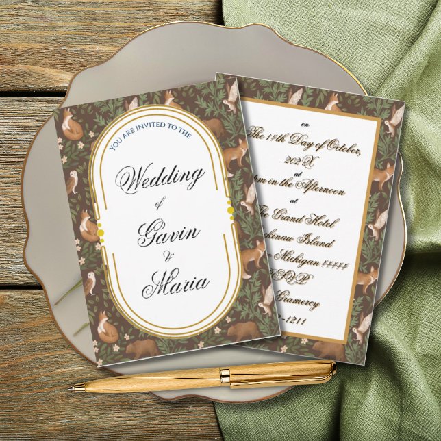 Art Deco Art Nouveau Floral Gold Tone Modern Invitation (Creator Uploaded)