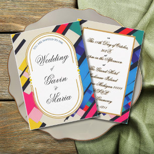 Art Deco Art Nouveau Floral Gold Tone Modern Invitation