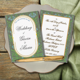 Art Deco Art Nouveau Floral Gold Tone Sea Life Invitation