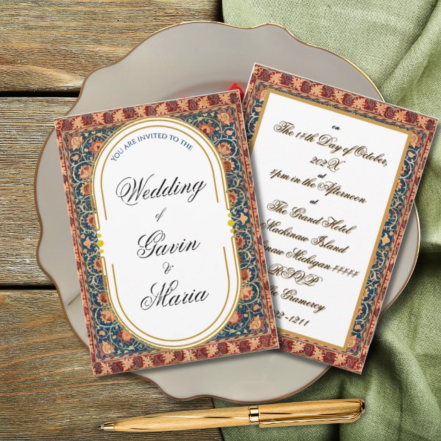 Art Deco Art Nouveau Floral Gold Tone Sea Life Invitation (Creator Uploaded)