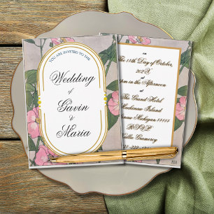 Art Deco Art Nouveau Floral Gold Tone Sea Life Invitation