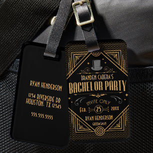 Art Deco Bachelor Party Speakeasy Favour Luggage Tag