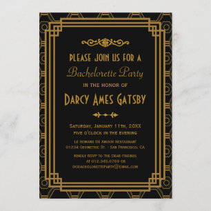Art Deco Bachelorette Party Invitations