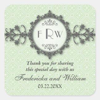 Art Deco Band Sage Wedding Sticker