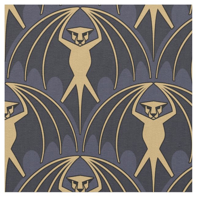 Art Deco Bat Pattern Fabric (Close Up)