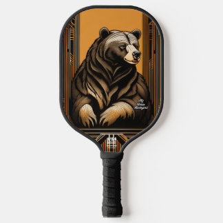 Art Deco Bear Personalised Pickleball Paddle