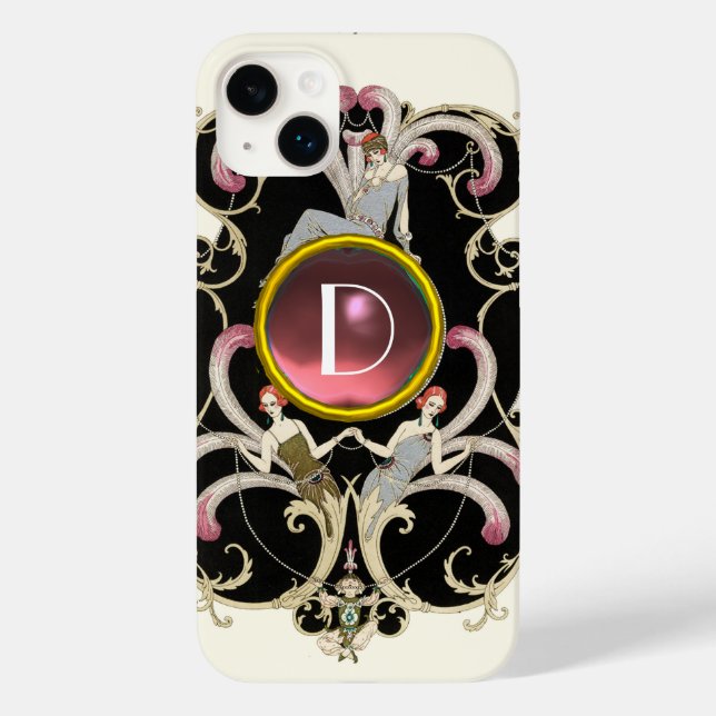 ART DECO BEAUTY FASHION PINK GEMSTONE MONOGRAM Case-Mate iPhone CASE (Back)