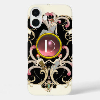 ART DECO BEAUTY FASHION PINK GEMSTONE MONOGRAM iPhone 16 PLUS CASE