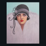 Art Deco Beauty, Poster<br><div class="desc">Original acrylic portrait painting of a lady from the art deco era, ... ... ... very fashionable,  elegant and beautiful,  all dressed up in furs,  and a stylish hat.  A great accent to add to your home decor.  Also makes for a great gift item.</div>