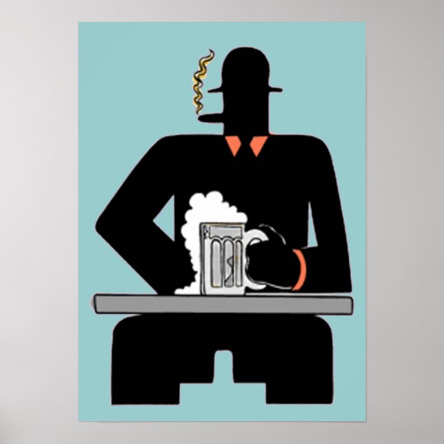 Art Deco Beer Drinker Poster (Front)