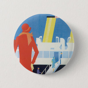 Art Deco Belgian Ferry Poster 6 Cm Round Badge