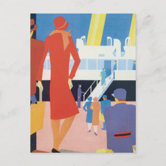 Art Deco Belgian Ferry Poster Postcard