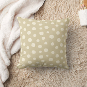 Art Deco Bi-plane Clouds - cream beige polka dots. Cushion