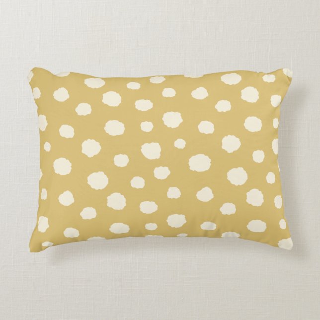 Art Deco Bi-plane Clouds - cream yellow polka dots Decorative Cushion (Front)