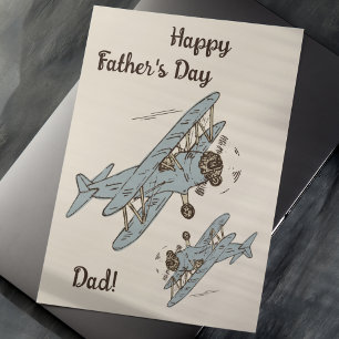 Art Deco Bi-planes - blue Father's Day! Card