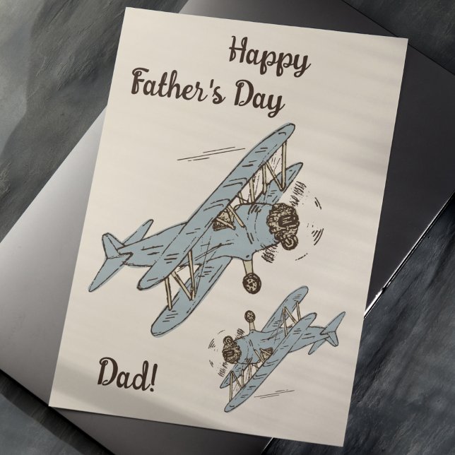 Art Deco Bi-planes - blue Father's Day! Card (Creator Uploaded)