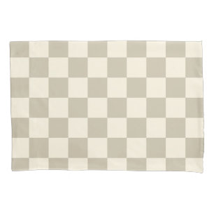 Art Deco Bi-planes Check - khaki chequerboard. Pillowcase