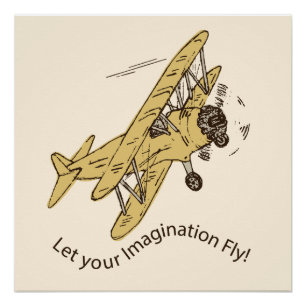 Art Deco Bi-planes - let your imagination fly. Poster