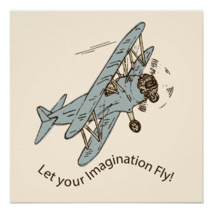 Art Deco Bi-planes - let your imagination fly. Poster
