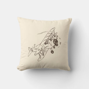 Art Deco Bi-planes - outline only no text. Cushion