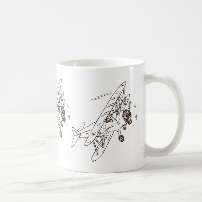 Art Deco Bi-planes - outlines only no text.  Coffee Mug (Right)