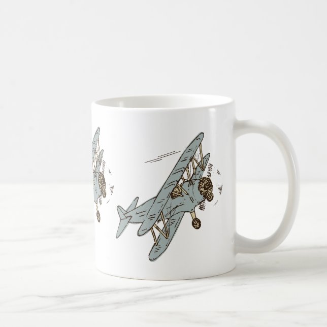 Art Deco Bi-planes - yellow no text.  Coffee Mug (Right)