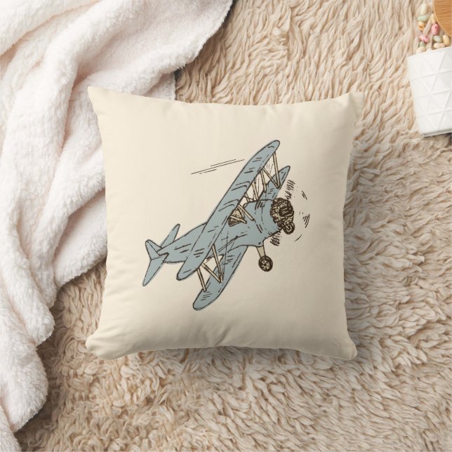 Art Deco Bi-planes - yellow no text. Cushion (Blanket)
