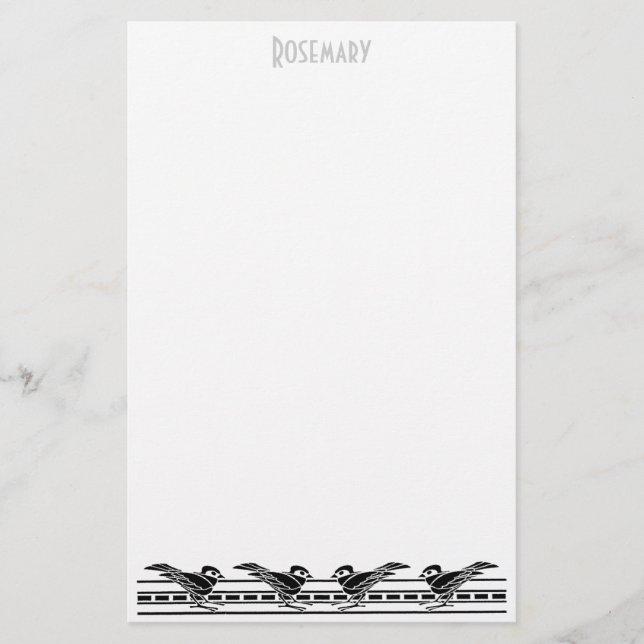 Art Deco Birds stationery personalised (Front)