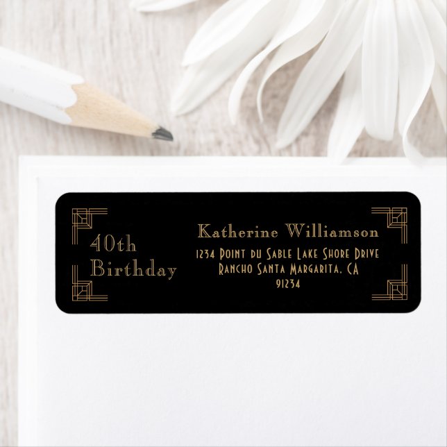 Art Deco Birthday Black Gold Roaring 20's (Insitu)