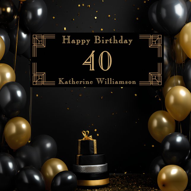 Art Deco Birthday Black Gold Roaring 20's Poster (Creator Uploaded)
