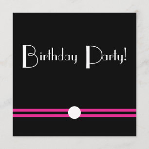 Art Deco Birthday Pary in Black White Pink Invitation