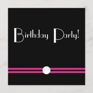 Art Deco Birthday Pary in Black  White Pink Invitation