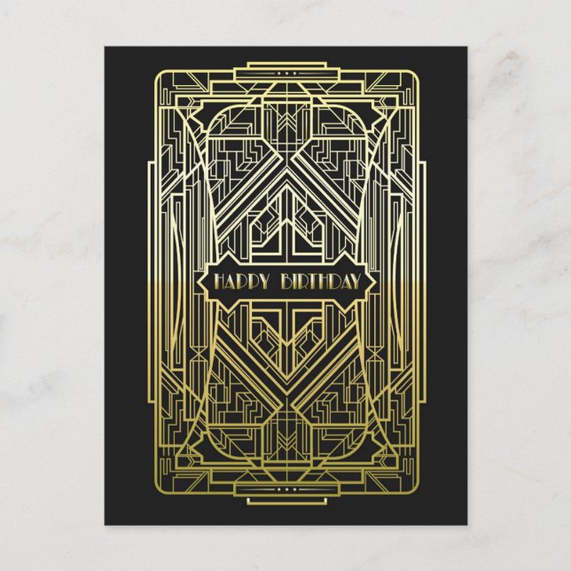 Art Deco Birthday Postcard (Front)