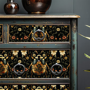 Art Deco Black And Gold Floral Beetle Pattern Tissue Paper