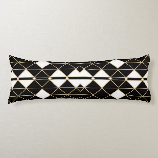 Art Deco Black and Gold Geometric luxury Body Cushion (Front)