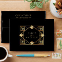 Art Deco Black and Gold Geometric Wedding 