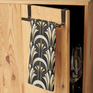 Art Deco Black and Gold symmetrical Tea Towel