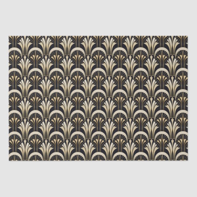 Art Deco Black and Gold symmetrical Tissue Paper (Front)