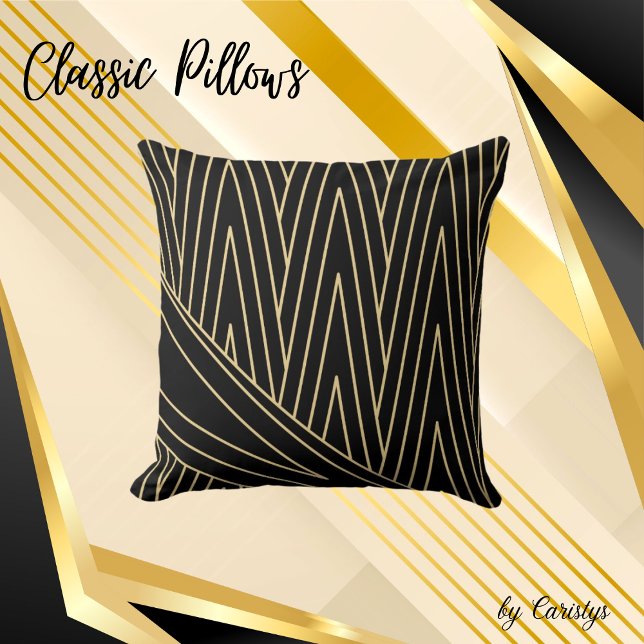 Art Deco Black and Gold   Throw Pillow (Creator Uploaded)