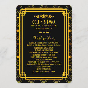 Art Deco Black and Gold Wedding Programs Programme