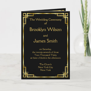 Art Deco Black And Gold Wedding Programs Programme